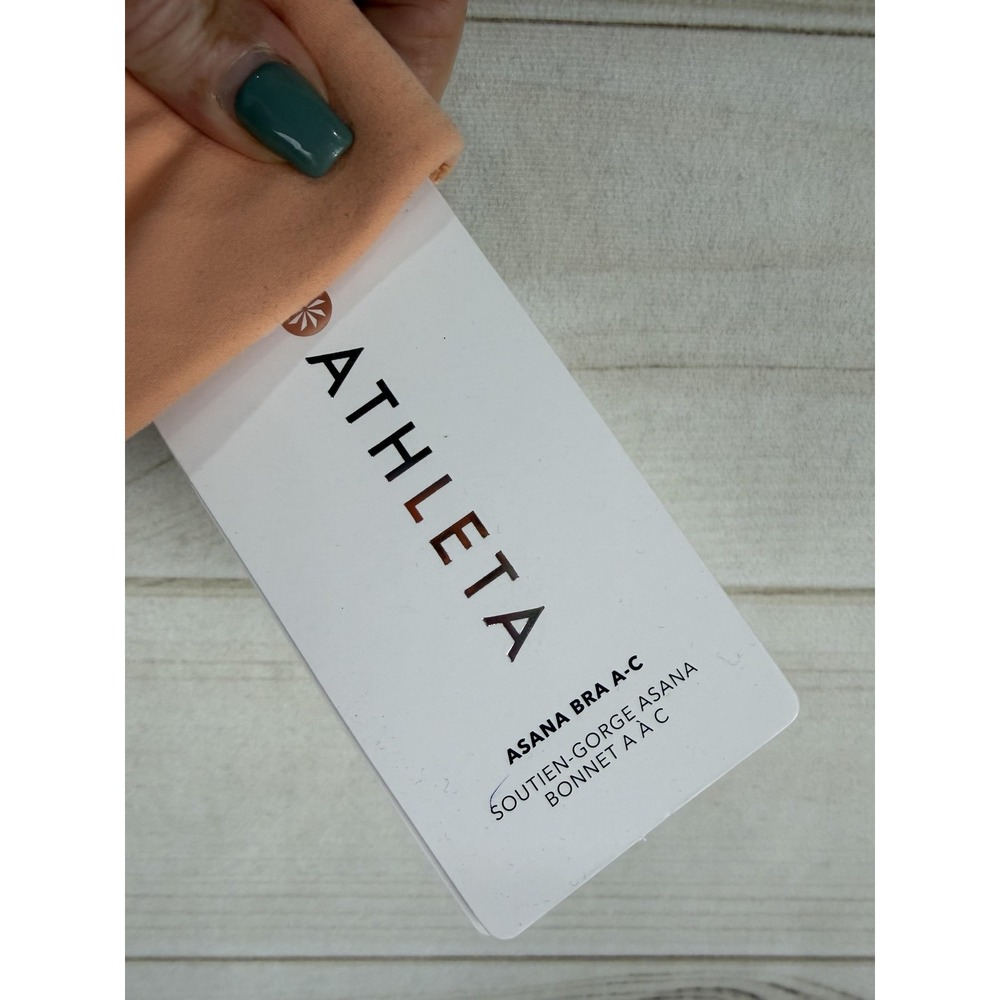 Athleta Sports Bra Womens Small Petite Peach Asana Crossback Padded Yoga - Picture 3 of 8